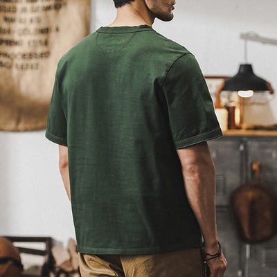 Olivenorma Vintage Mens Crew Neck Loose Fit Heavy Cotton Summer Autumn Shirts - image 5
