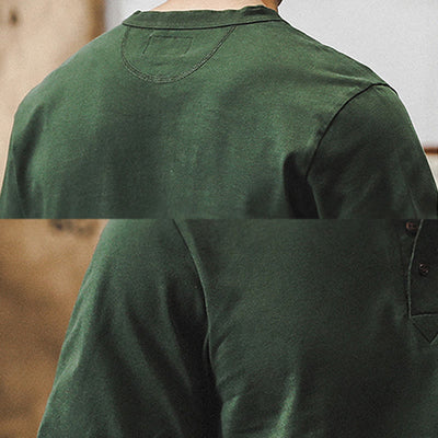 Olivenorma Vintage Mens Crew Neck Loose Fit Heavy Cotton Summer Autumn Shirts - image 7