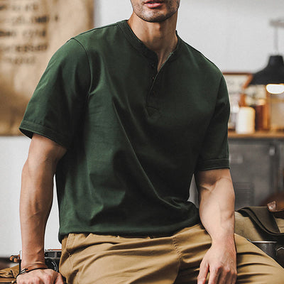 Olivenorma Vintage Mens Crew Neck Loose Fit Heavy Cotton Summer Autumn Shirts - image 6
