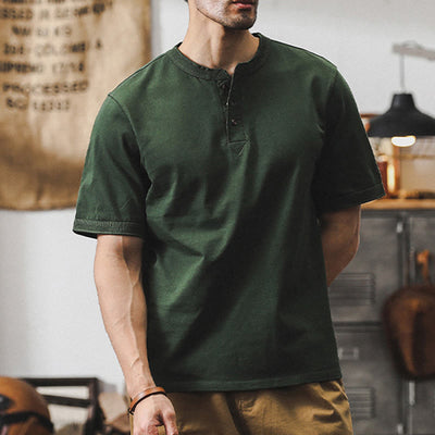 Olivenorma Vintage Mens Crew Neck Loose Fit Heavy Cotton Summer Autumn Shirts - image 4