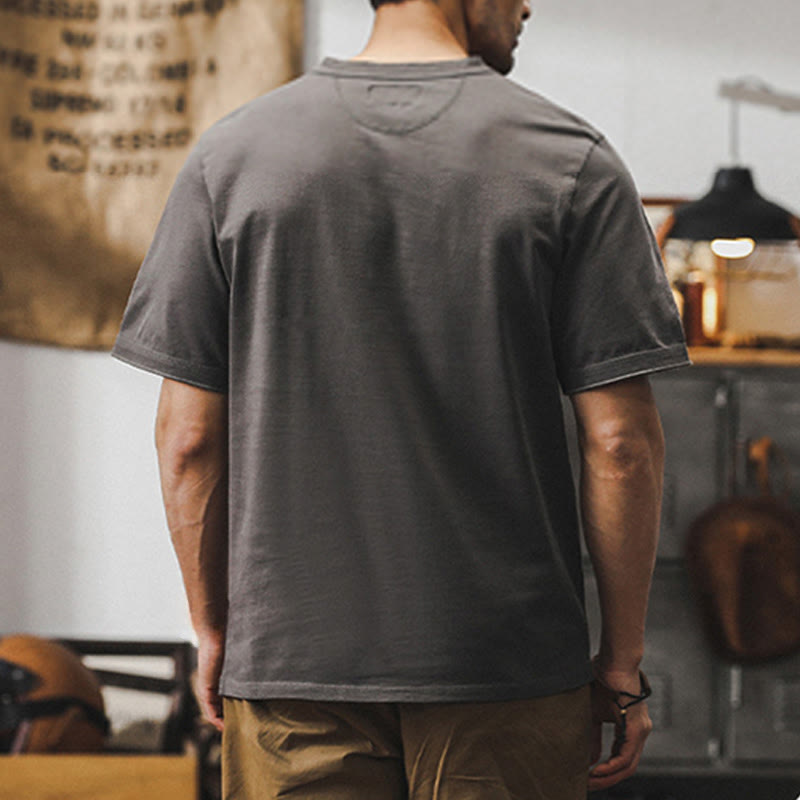 Olivenorma Vintage Mens Crew Neck Loose Fit Heavy Cotton Summer Autumn Shirts - image 17