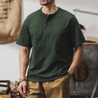 Olivenorma Vintage Mens Crew Neck Loose Fit Heavy Cotton Summer Autumn Shirts - image 3