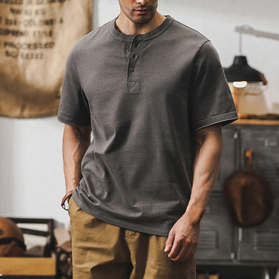 Olivenorma Vintage Mens Crew Neck Loose Fit Heavy Cotton Summer Autumn Shirts - image 18