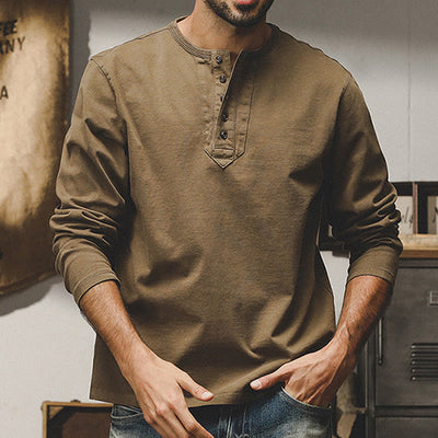 Olivenorma Vintage Mens Long Sleeve Cotton Button Tops Autumn Winter Shirts - Peru - 4XL - image 1