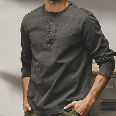 Olivenorma Vintage Mens Long Sleeve Cotton Button Tops Autumn Winter Shirts - image 14