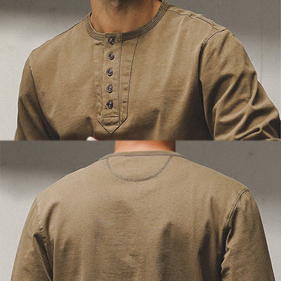 Olivenorma Vintage Mens Long Sleeve Cotton Button Tops Autumn Winter Shirts - image 7