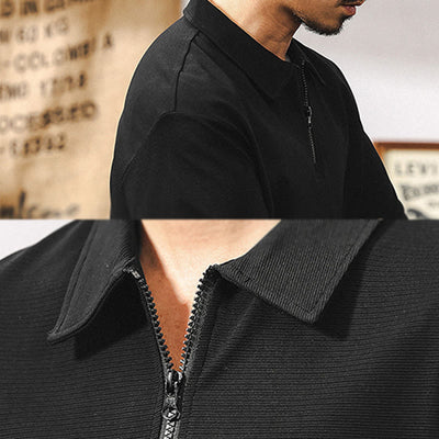 Olivenorma Mens Short Sleeve Cotton Blend Zip Closure Loose Fit Polo Shirt - image 15
