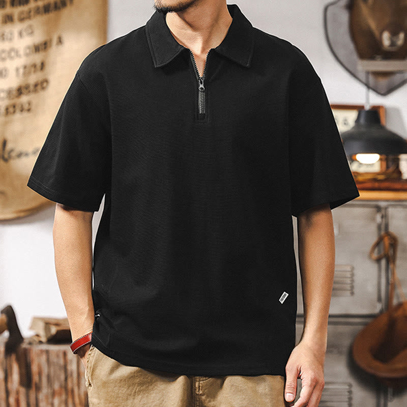 Olivenorma Mens Short Sleeve Cotton Blend Zip Closure Loose Fit Polo Shirt - image 10