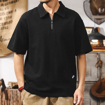 Olivenorma Mens Short Sleeve Cotton Blend Zip Closure Loose Fit Polo Shirt - image 10