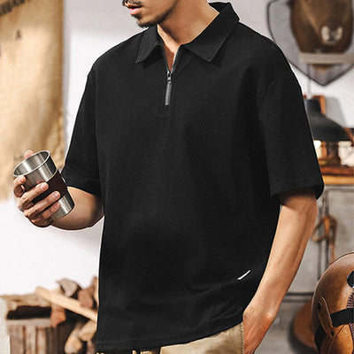Olivenorma Mens Short Sleeve Cotton Blend Zip Closure Loose Fit Polo Shirt - image 11