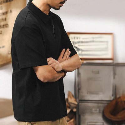 Olivenorma Mens Short Sleeve Cotton Blend Zip Closure Loose Fit Polo Shirt - image 12