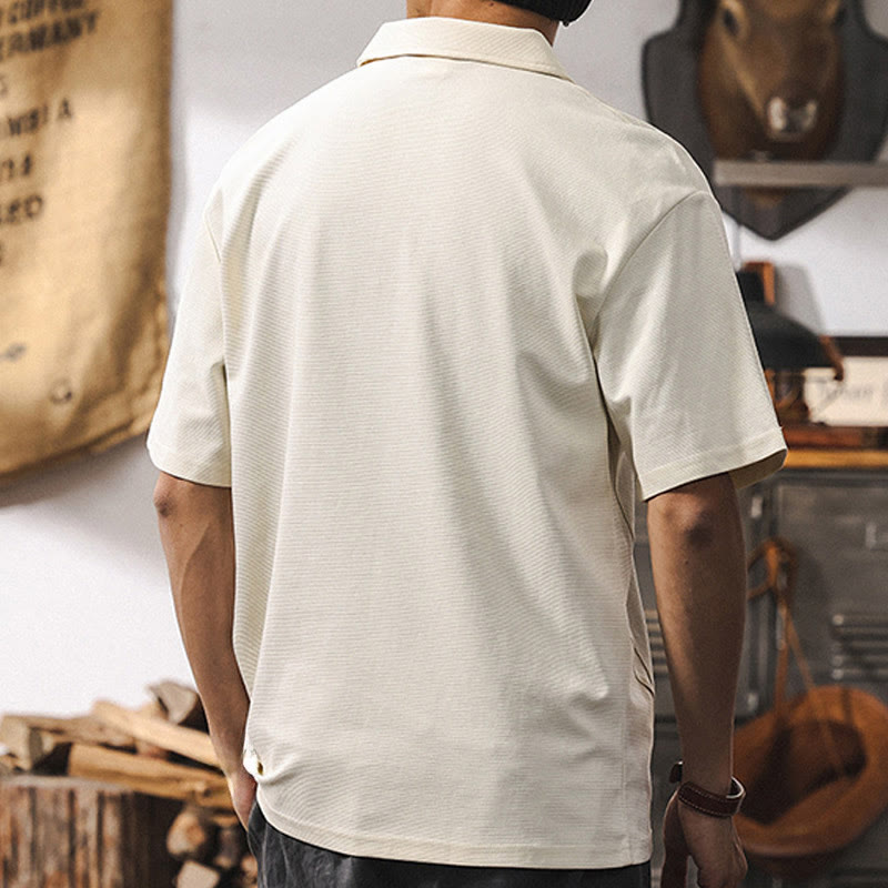 Olivenorma Mens Short Sleeve Cotton Blend Zip Closure Loose Fit Polo Shirt - image 8