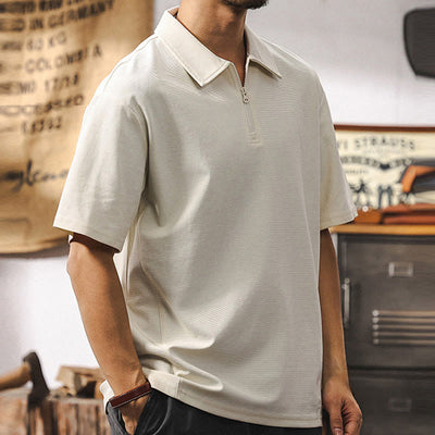 Olivenorma Mens Short Sleeve Cotton Blend Zip Closure Loose Fit Polo Shirt - image 7