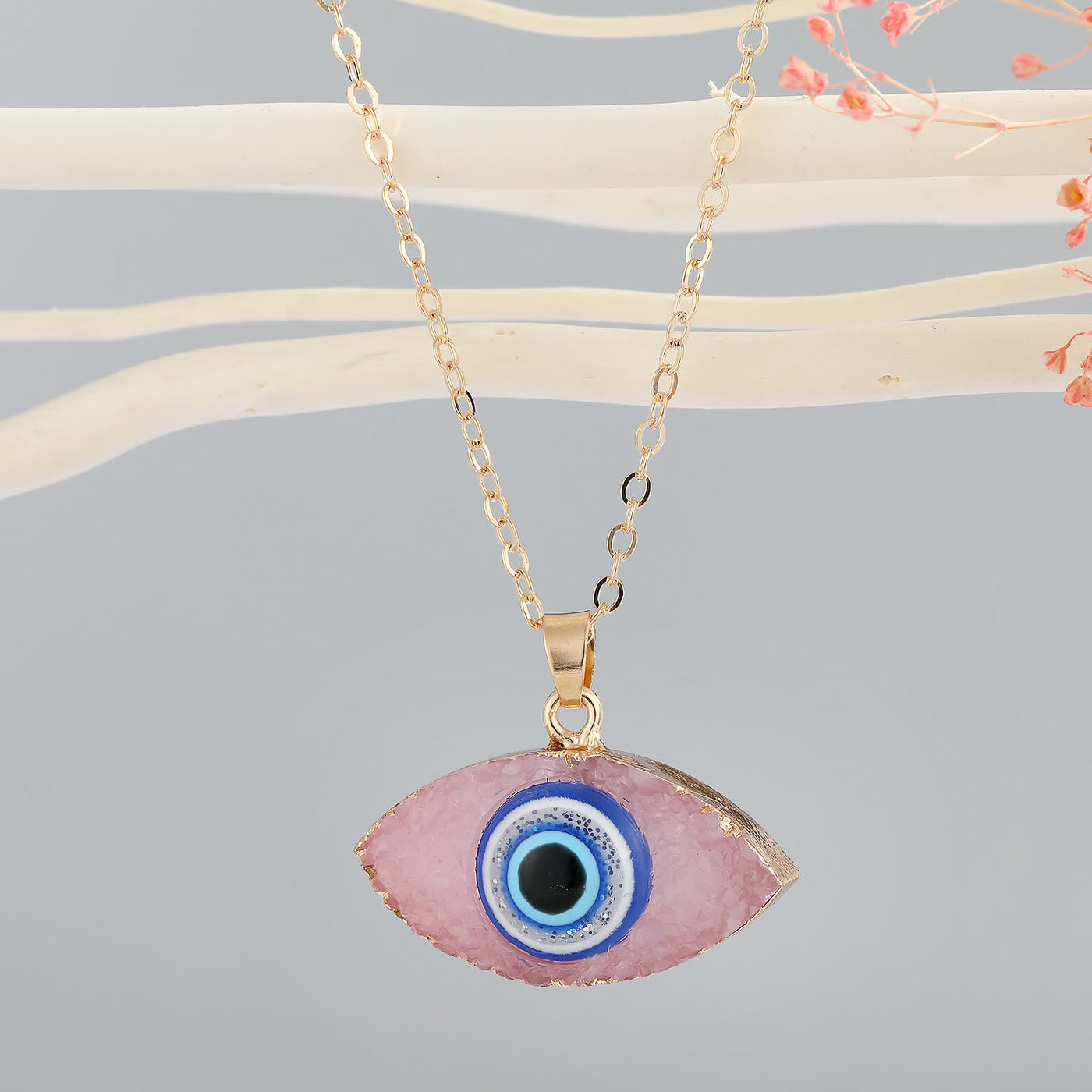Olivenorma Clear Quartz Evil Eye Energy Necklace - Rose Quartz - image 12