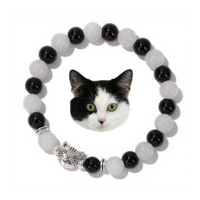 Olivenorma Cat Magic​​ Gemstone Beaded Bracelet - Obsidian&White Jade - image 10