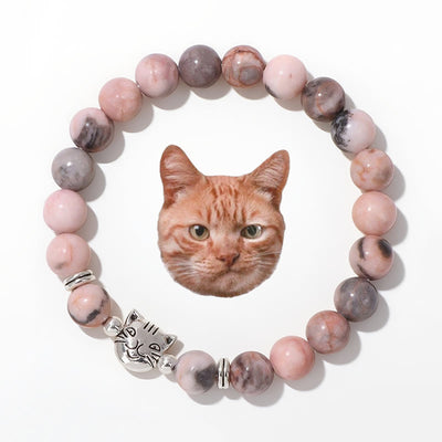 Olivenorma Cat Magic​​ Gemstone Beaded Bracelet - Pink Zebra Jasper - image 9