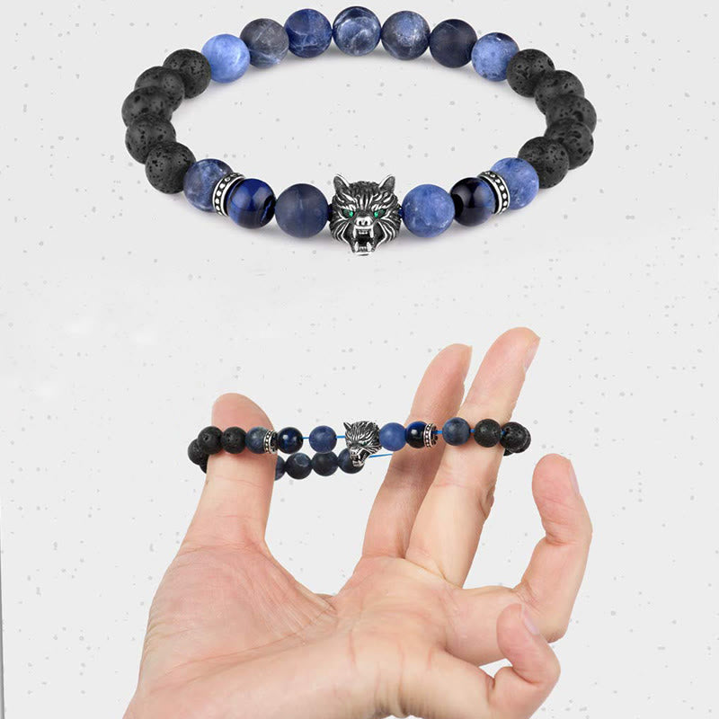 Olivenorma Fenrir Wolf Head Inner-Strength Protection Gemstone Bracelet - image 3
