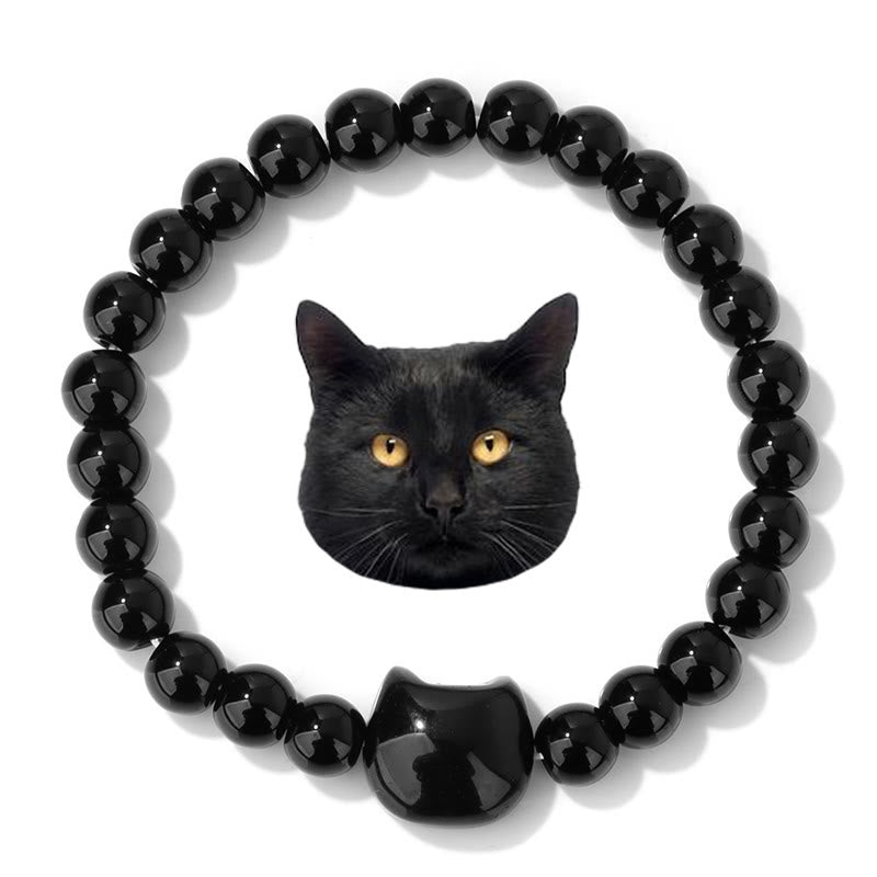 Olivenorma Mystic Meow Charm Crystal Bracelet - Obsidian - image 5