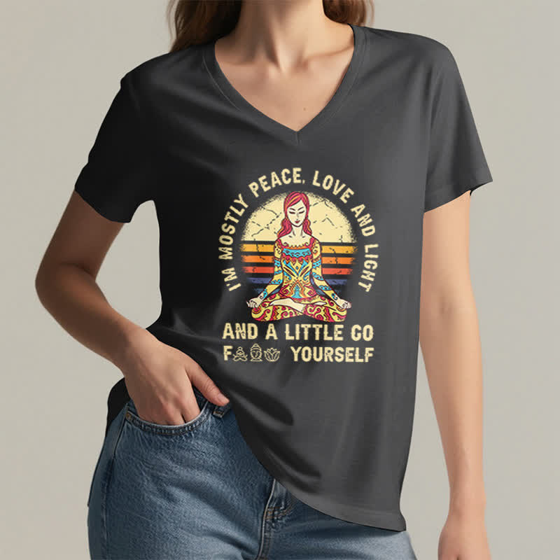 Olivenorma "I'm Mostly Peace, Love and Light" Yoga T-Shirt - image 17