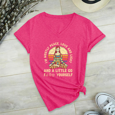Olivenorma "I'm Mostly Peace, Love and Light" Yoga T-Shirt - Rose Red - 2XL - image 28