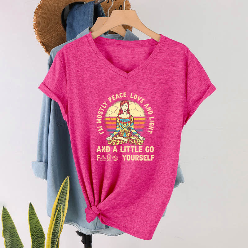 Olivenorma "I'm Mostly Peace, Love and Light" Yoga T-Shirt - image 30