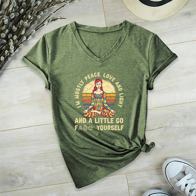 Olivenorma "I'm Mostly Peace, Love and Light" Yoga T-Shirt - Olive Green - 2XL - image 13