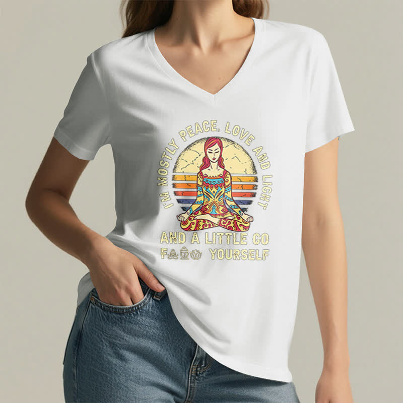 Olivenorma "I'm Mostly Peace, Love and Light" Yoga T-Shirt - image 5