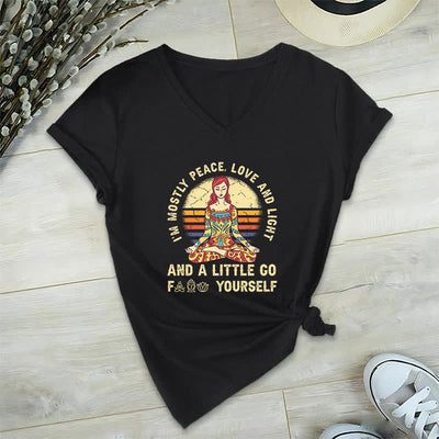 Olivenorma "I'm Mostly Peace, Love and Light" Yoga T-Shirt - Black - 2XL - image 1