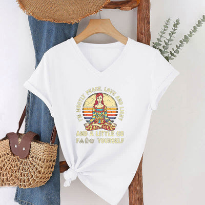 Olivenorma "I'm Mostly Peace, Love and Light" Yoga T-Shirt - image 6