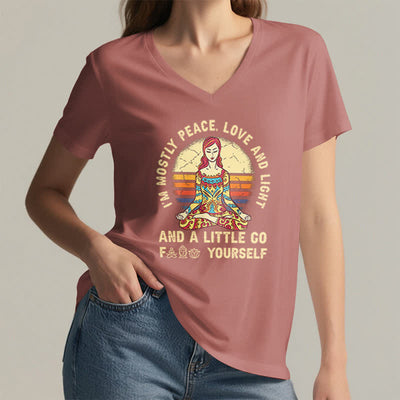 Olivenorma "I'm Mostly Peace, Love and Light" Yoga T-Shirt - image 26