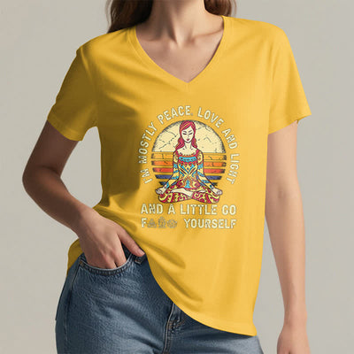 Olivenorma "I'm Mostly Peace, Love and Light" Yoga T-Shirt - image 23