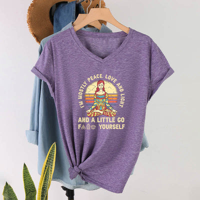 Olivenorma "I'm Mostly Peace, Love and Light" Yoga T-Shirt - image 38