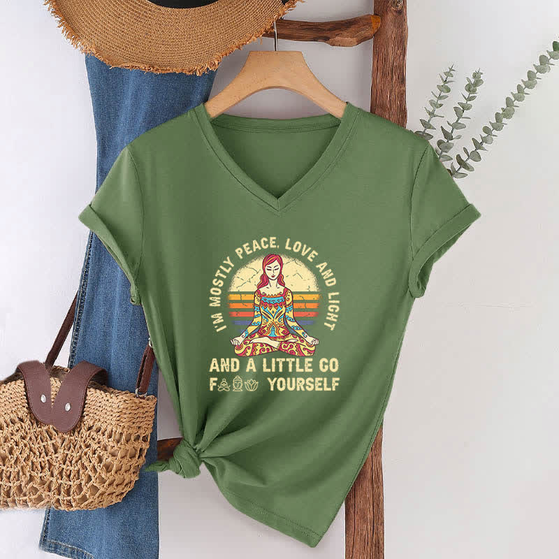 Olivenorma "I'm Mostly Peace, Love and Light" Yoga T-Shirt - image 15