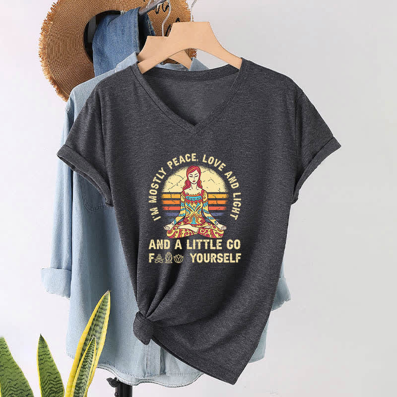Olivenorma "I'm Mostly Peace, Love and Light" Yoga T-Shirt - image 18