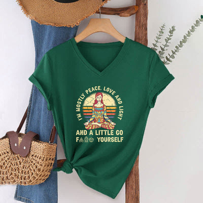 Olivenorma "I'm Mostly Peace, Love and Light" Yoga T-Shirt - image 12