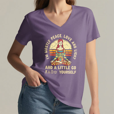 Olivenorma "I'm Mostly Peace, Love and Light" Yoga T-Shirt - image 37