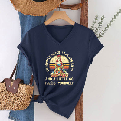 Olivenorma "I'm Mostly Peace, Love and Light" Yoga T-Shirt - image 9
