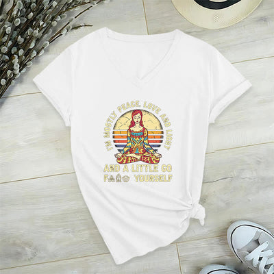 Olivenorma "I'm Mostly Peace, Love and Light" Yoga T-Shirt - White - 2XL - image 4