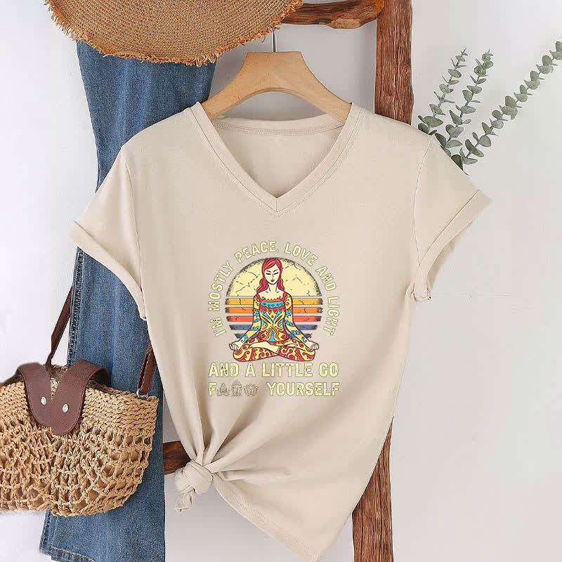 Olivenorma "I'm Mostly Peace, Love and Light" Yoga T-Shirt - image 33