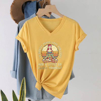 Olivenorma "I'm Mostly Peace, Love and Light" Yoga T-Shirt - image 24