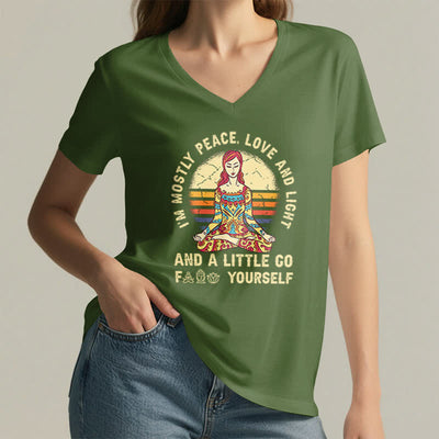 Olivenorma "I'm Mostly Peace, Love and Light" Yoga T-Shirt - image 14