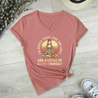 Olivenorma "I'm Mostly Peace, Love and Light" Yoga T-Shirt - Pink - 2XL - image 25