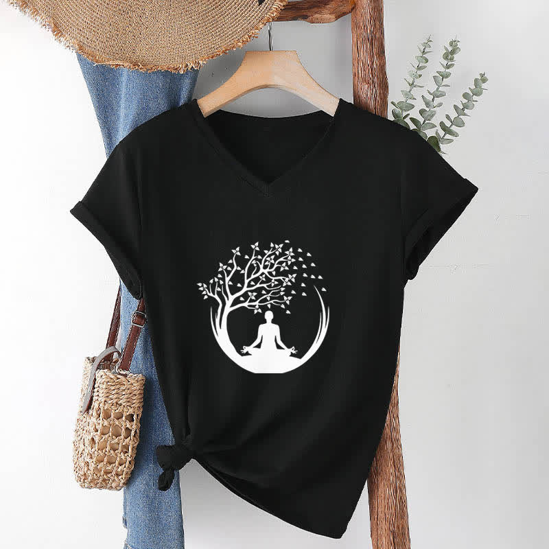 Olivenorma Yoga Meditation Pilates Namaste V-Neck T-Shirt - image 13