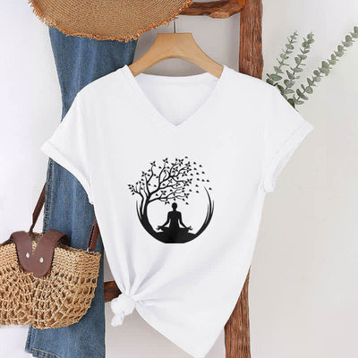 Olivenorma Yoga Meditation Pilates Namaste V-Neck T-Shirt - image 3