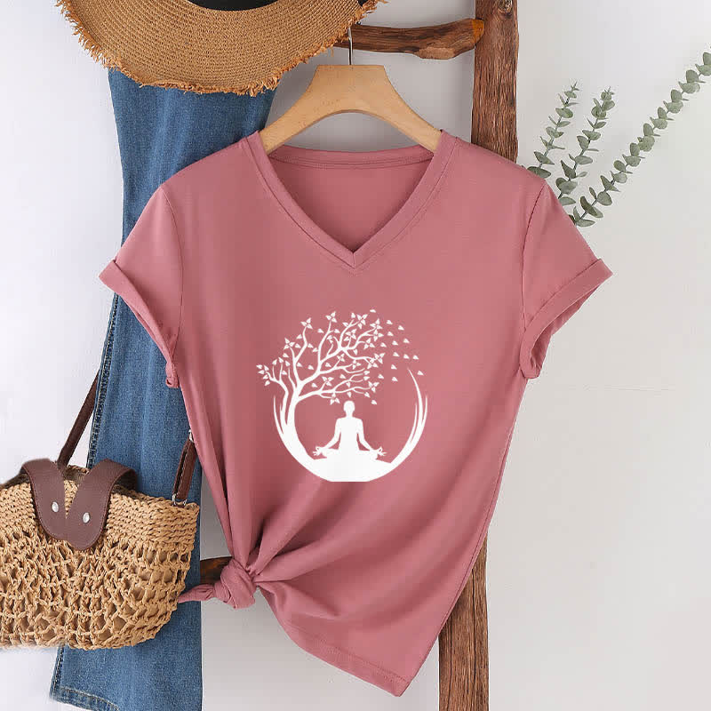 Olivenorma Yoga Meditation Pilates Namaste V-Neck T-Shirt - image 19