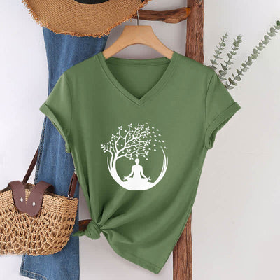 Olivenorma Yoga Meditation Pilates Namaste V-Neck T-Shirt - image 9