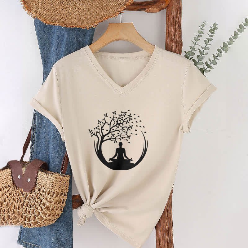 Olivenorma Yoga Meditation Pilates Namaste V-Neck T-Shirt - image 23