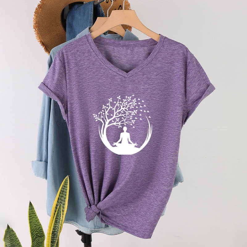 Olivenorma Yoga Meditation Pilates Namaste V-Neck T-Shirt - image 27