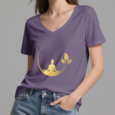 Olivenorma Yoga Lotus Buddha Meditation V-Neck T-Shirt - image 28