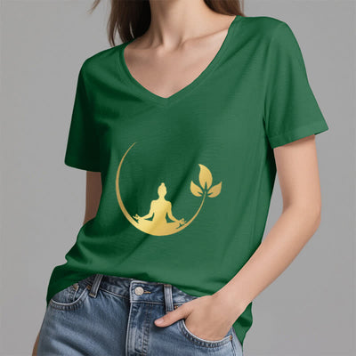 Olivenorma Yoga Lotus Buddha Meditation V-Neck T-Shirt - image 10